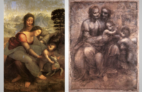 «Святая Анна с Мадонной и младенцем Христом» будет выставлена совместно с эскизом «Святая Анна с Мадонной, младенцем Иисусом и Иоанном Крестителем»